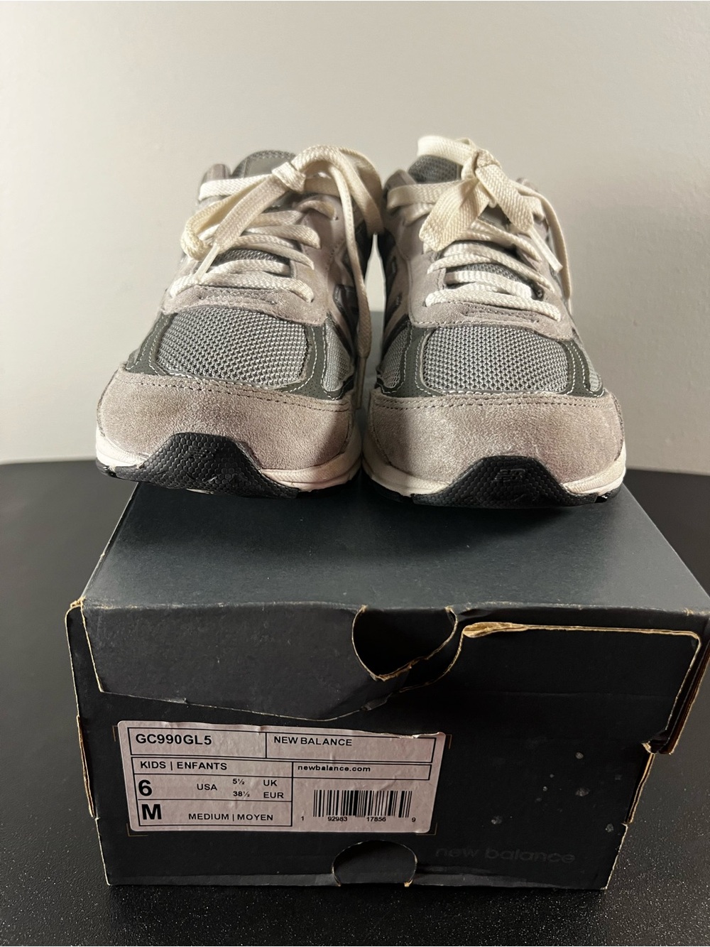 New Balance Kids Gray & Cream Suede Mesh Sneakers